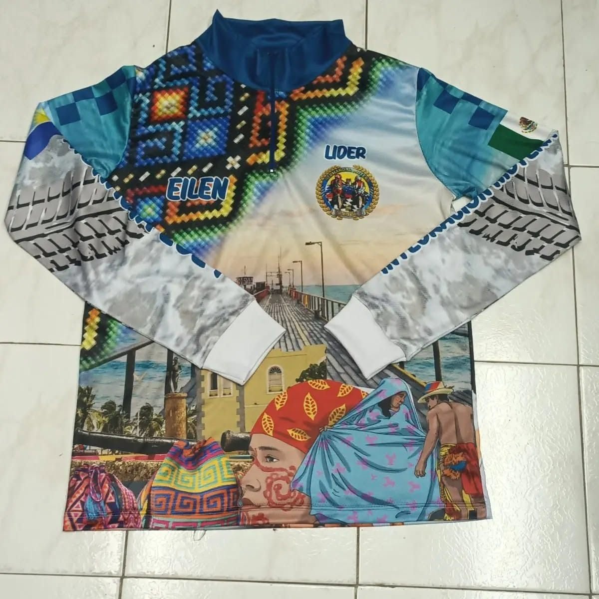 Camiseta manga larga sublimada con arte colombiano